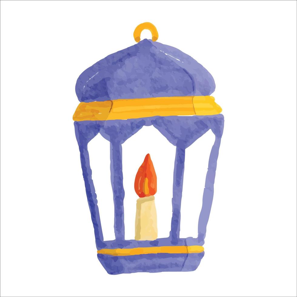 illustration de doodle aquarelle lampe arabe vecteur