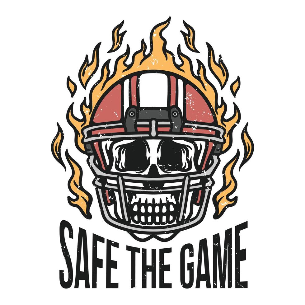 illustration d'un crâne portant un casque de football en feu vecteur