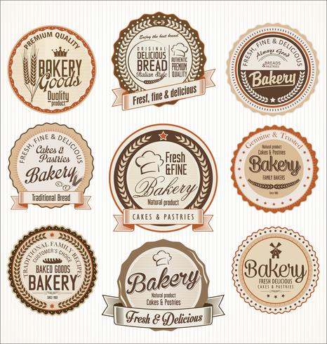 étiquettes rétro boulangerie vecteur