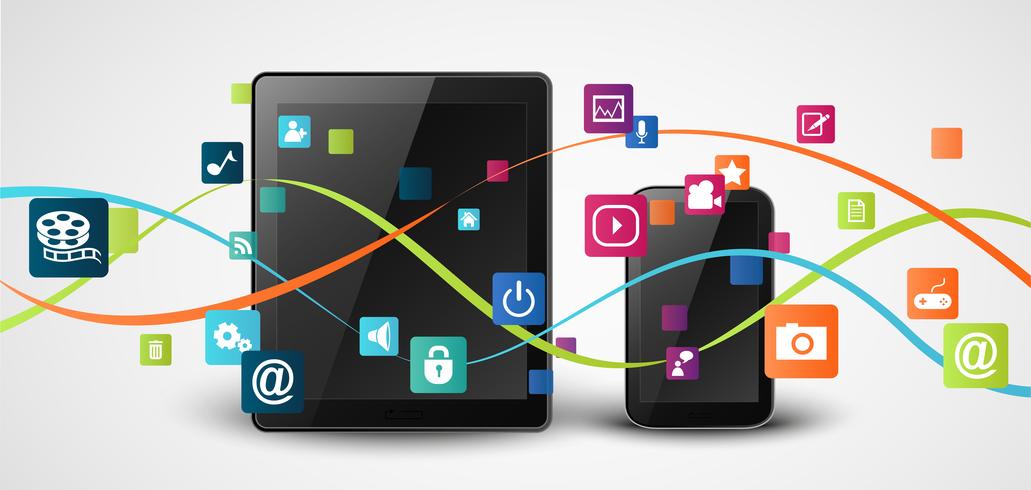 Fond de concept icône smartphone apps vecteur