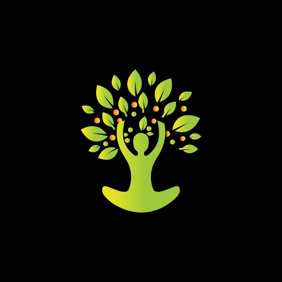 conception d'arbre humain, vecteur de conception de logo d'arbre humain coloré