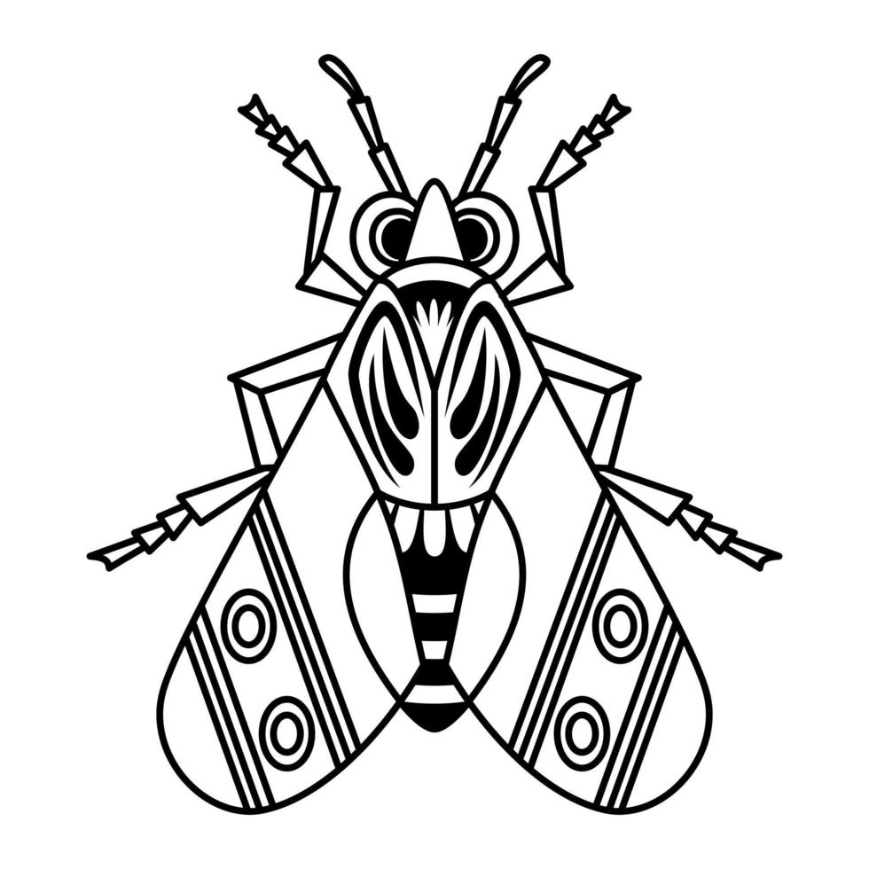 illustration de dessin au trait noir insecte mignon, modèle vectoriel sur fond blanc