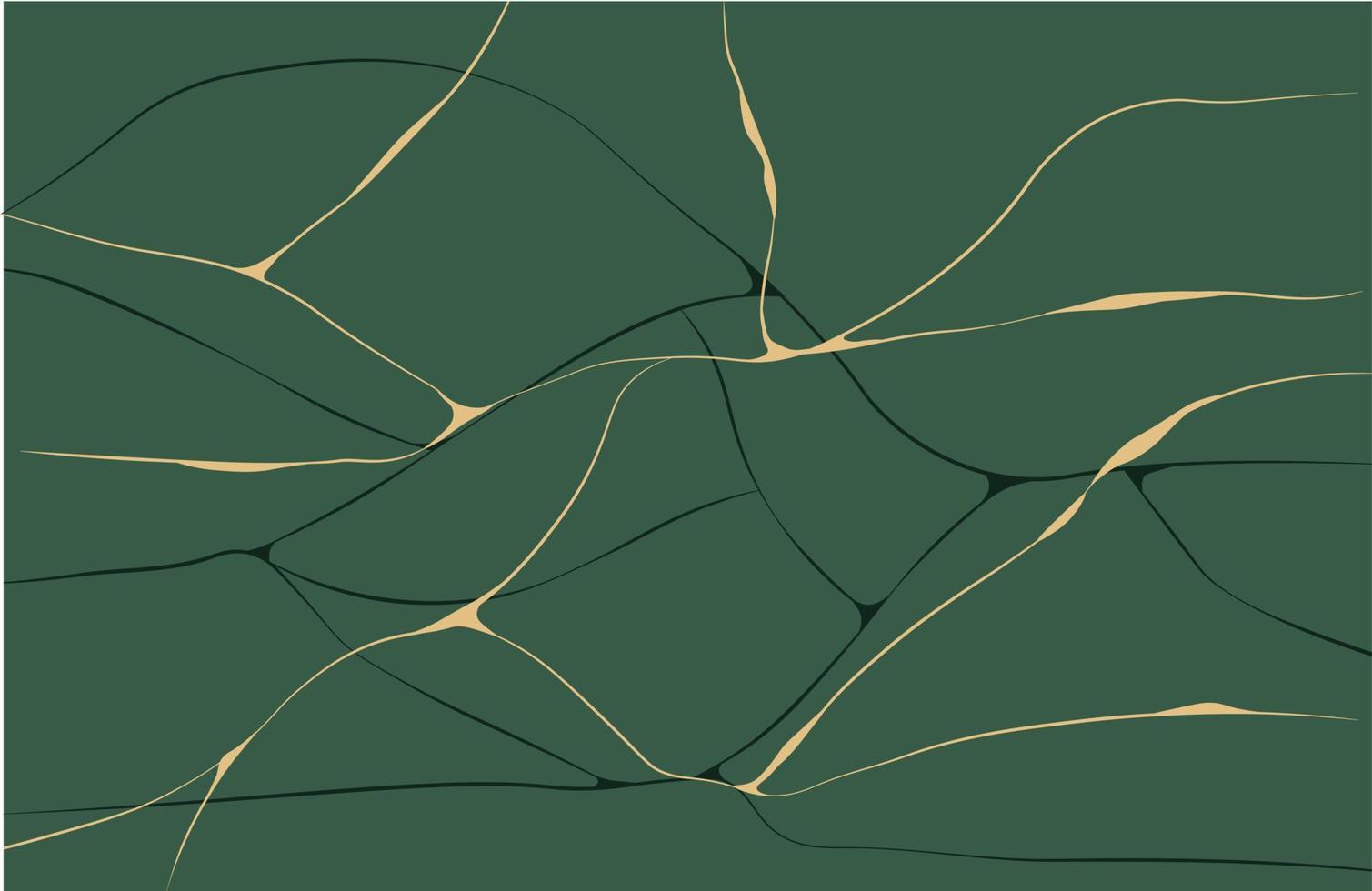 illustration vectorielle de stock de technique de kintsugi japonais. arrière-plan abstrait mosaïque de granit d'agate de marbre vert avec des veines dorées. fausse texture de pierre artificielle peinte. vecteur