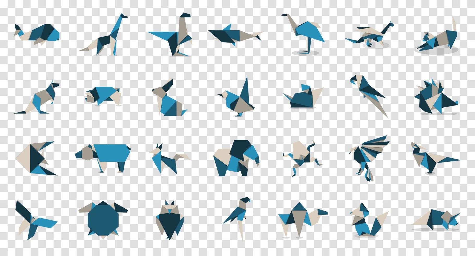 collection d'origamis d'animaux. vecteur d'origami animal. création de logo d'animaux abstraits. origamis animaux. illustration vectorielle