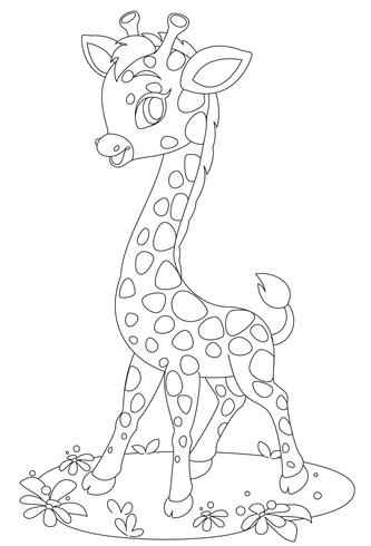 Dessin de dessin animé mignon girafe vecteur