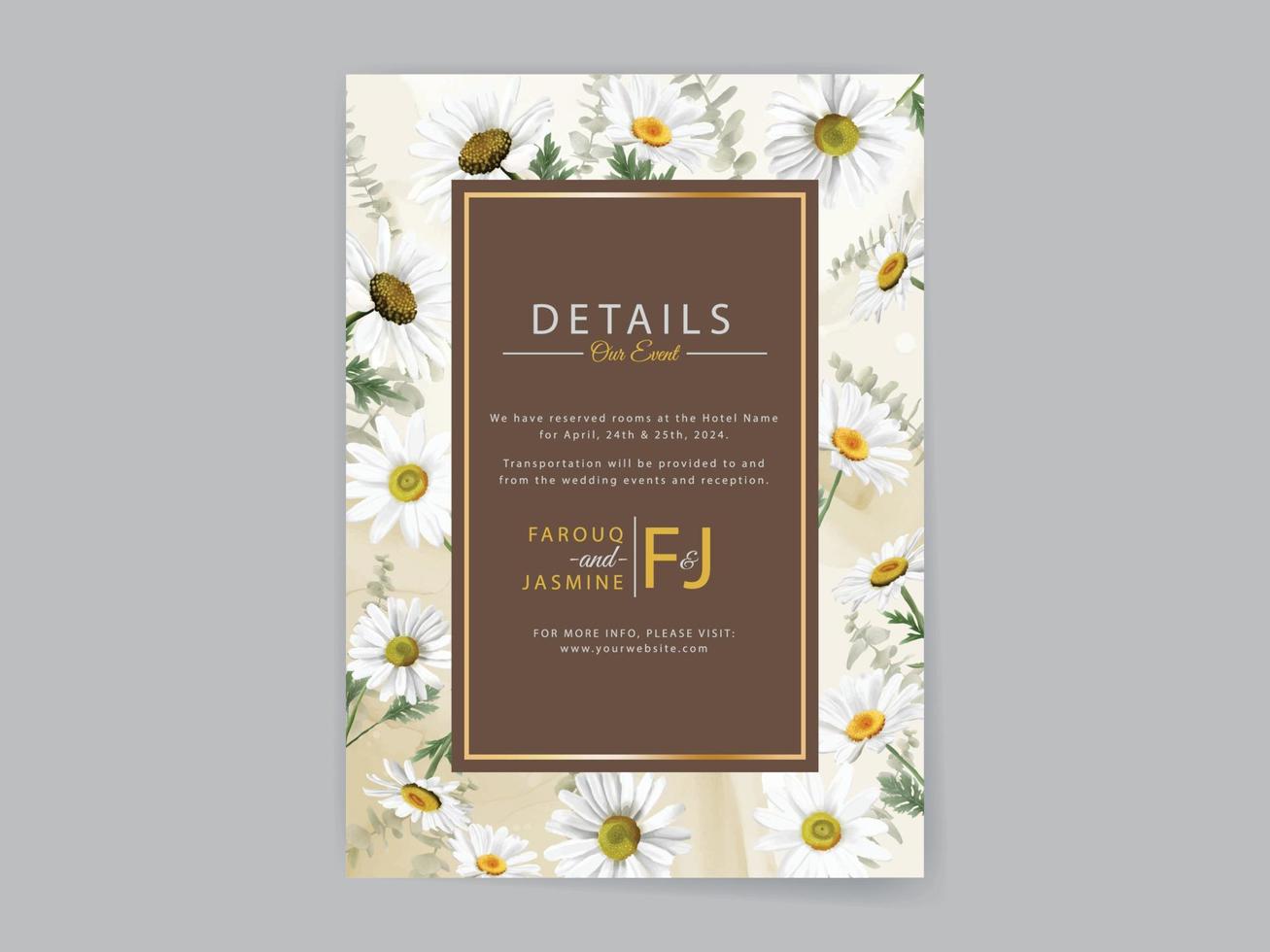 élégante carte d'invitations de mariage aquarelle florale vecteur