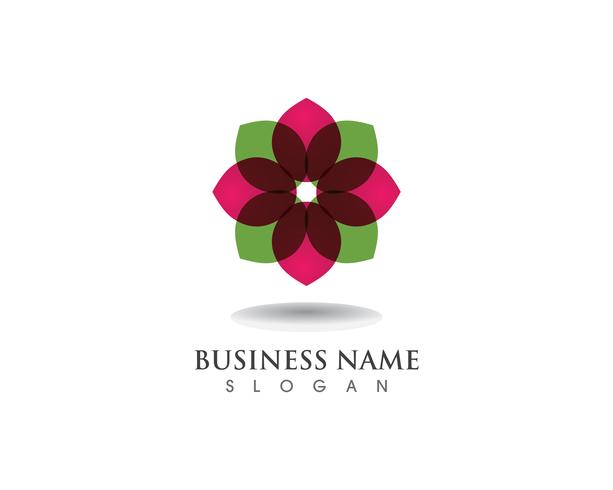logo de motifs floraux et symboles sur fond blanc vecteur