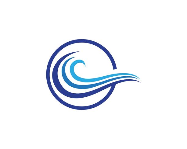 Modèle de vecteur logo et plage de vagues