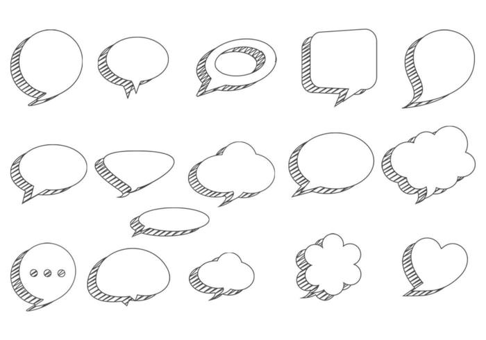 Sketchy Speech Bubbles Pack de vecteur