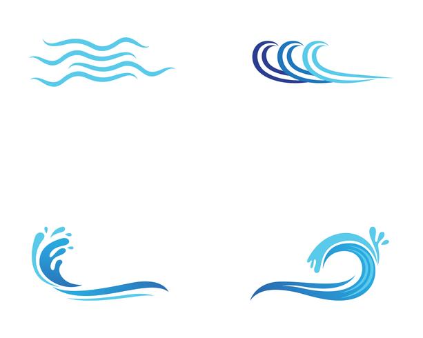 Modèle de vecteur logo et plage de vagues