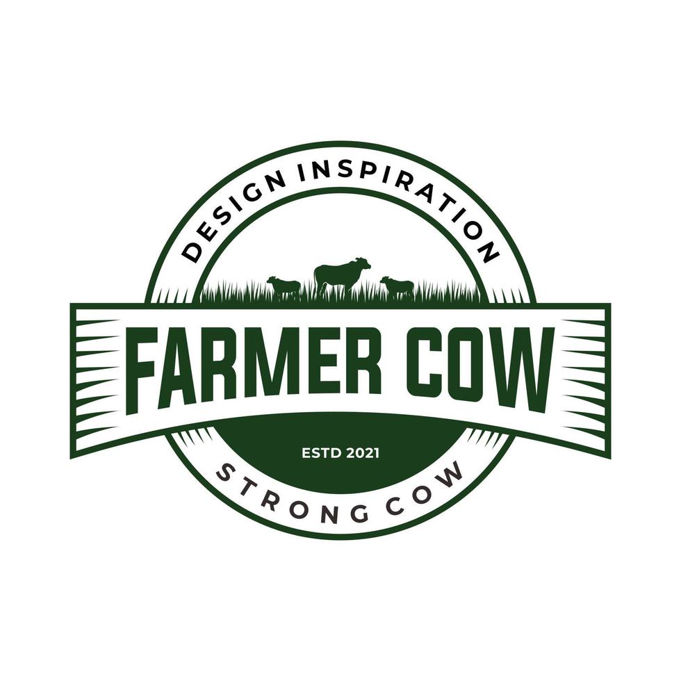inspiration de conception de logo de vache fermier. millésime rétro vecteur