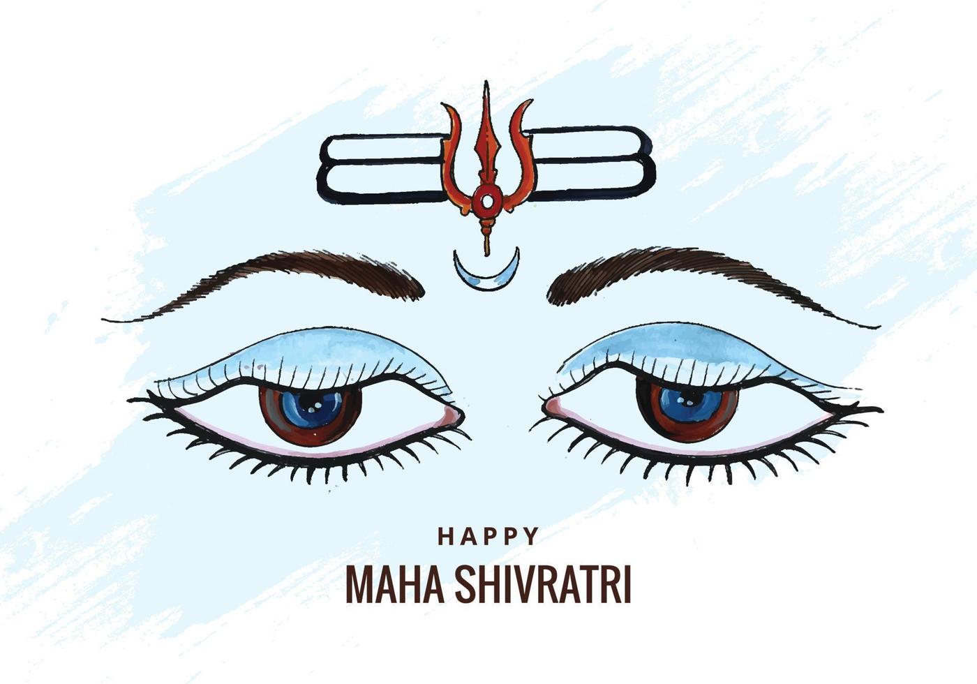 hindou maha shivratri seigneur yeux de shiva croquis conception de cartes vecteur