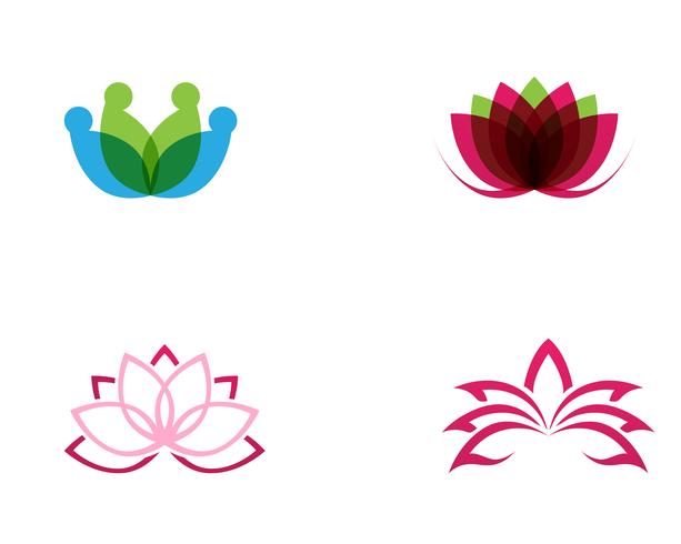 Logo de fleur de lotus et icône de modèle vectoriel