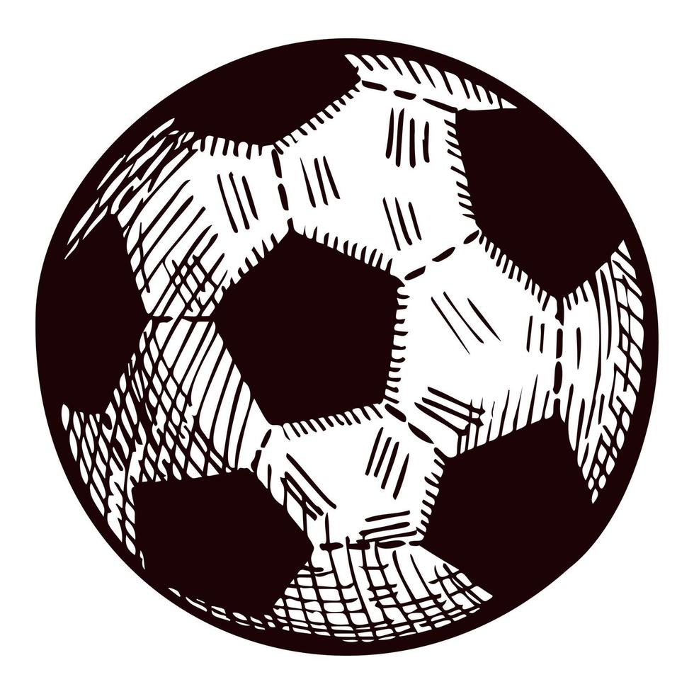 ballon de football esquissé isolé. éléments de sport vintage pour le style de jeu dessiné à la main. vecteur