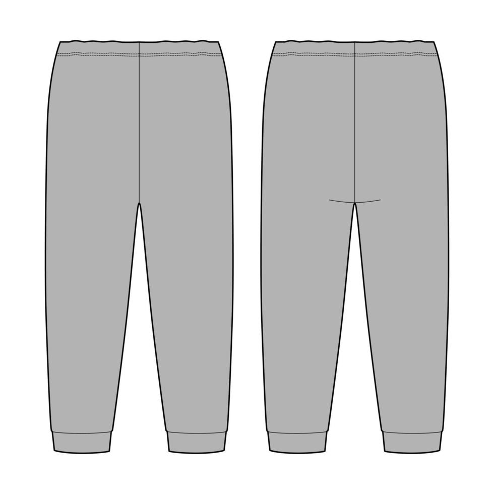 croquis technique de pantalon de pyjama gris pour enfant. pantalons de maison pour enfants vecteur