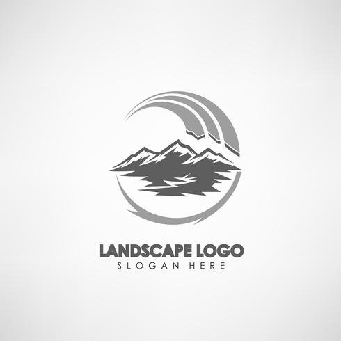 Modèle de logo concept de paysage avec le symbole de la montagne. Modèle d&#39;étiquette pour entreprise, sport, voyages et autres. Illustration vectorielle vecteur