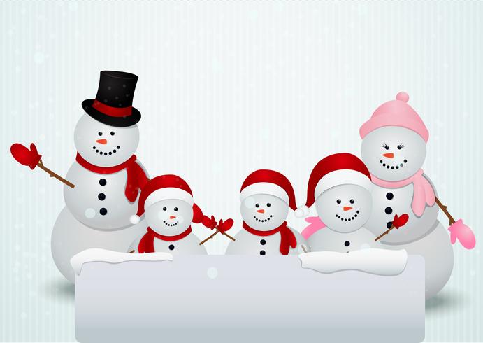 famille de bonhomme de neige fond de Noël vecteur