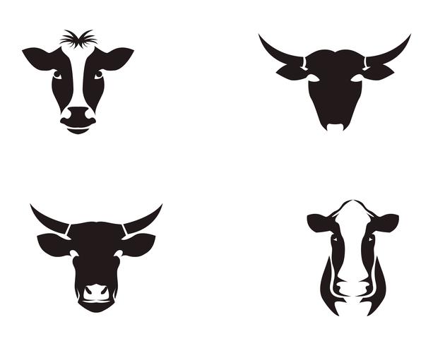 Symboles tête de vache et modèle de vecteur de logo