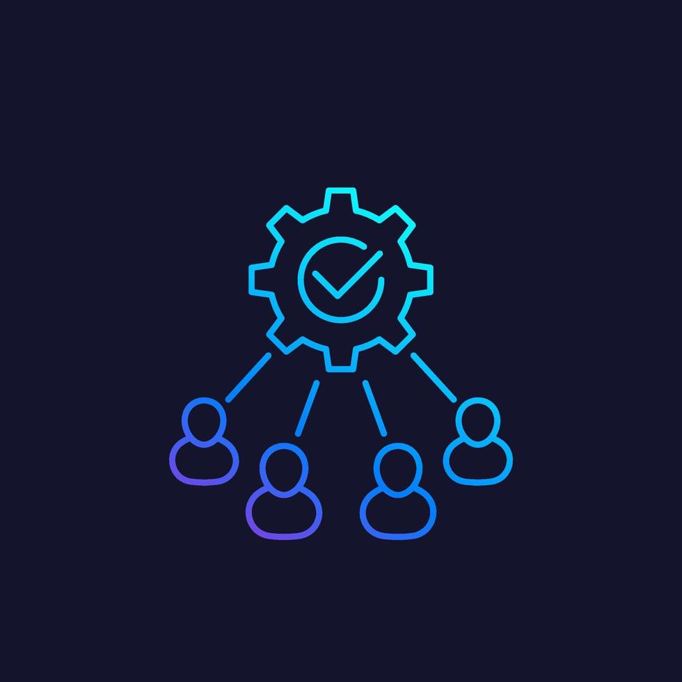 icône de coopération et de travail d'équipe, linéaire vecteur