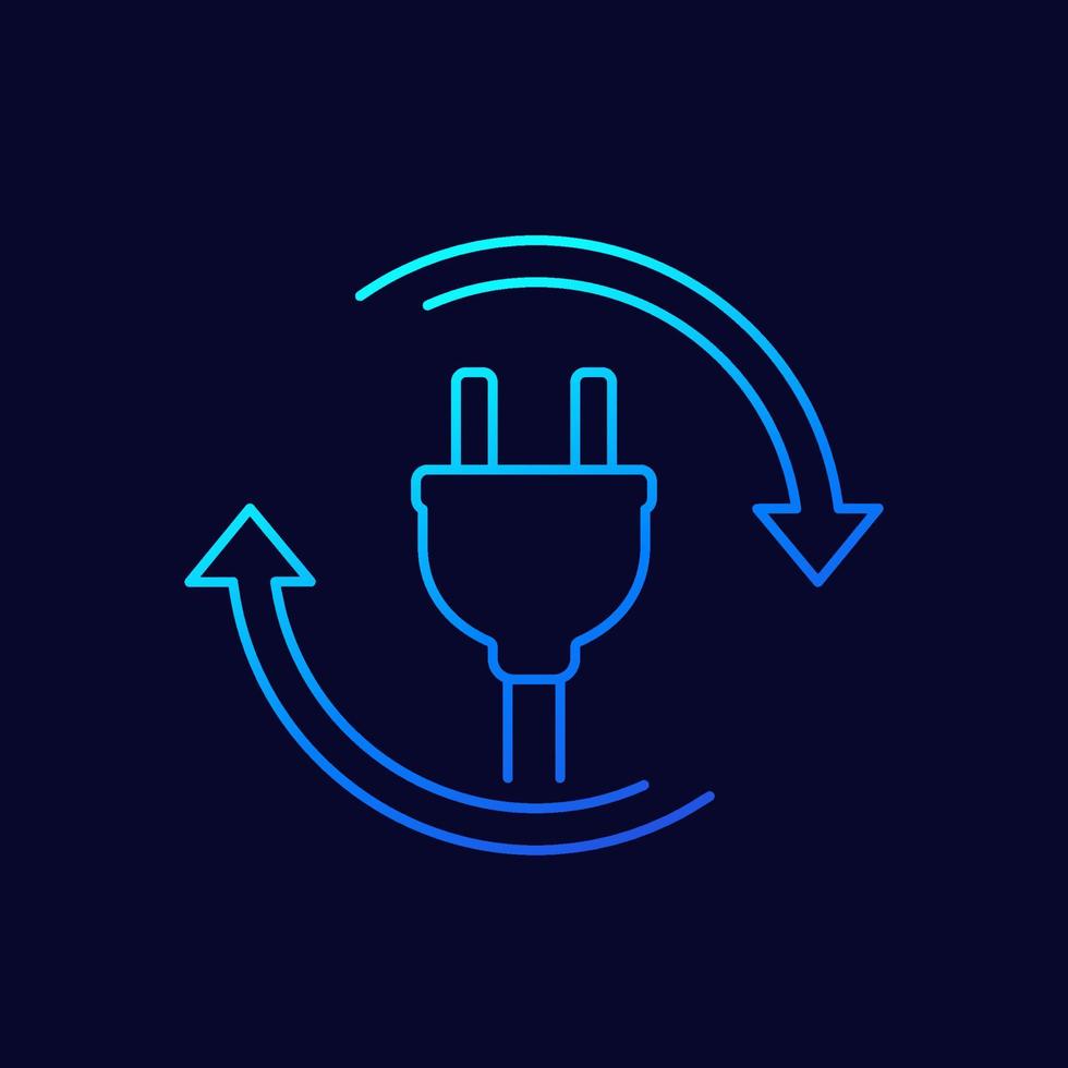 icône de vecteur de ligne de prise électrique avec des flèches