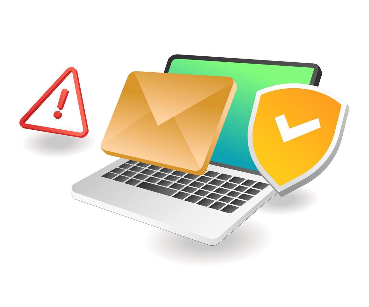 illustration de concept isométrique plat. alerte de sécurité des données par e-mail vecteur