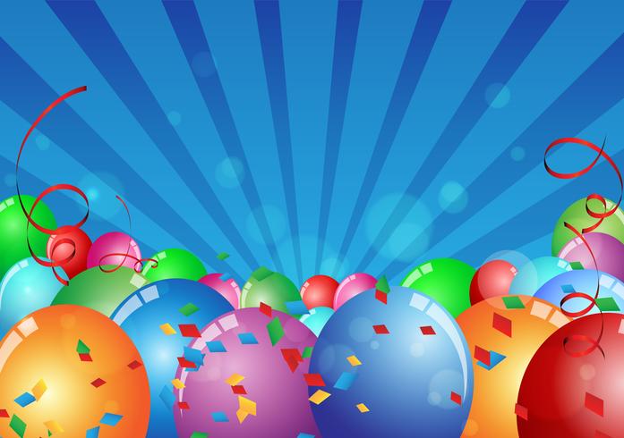 Carte d&#39;anniversaire fête avec ballon coloré vecteur