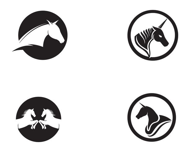 Tête de cheval noir Logo Template Vecteur