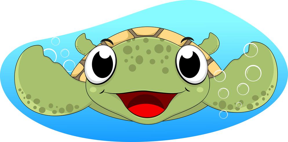 Dessin animé mignon tortue de mer vecteur