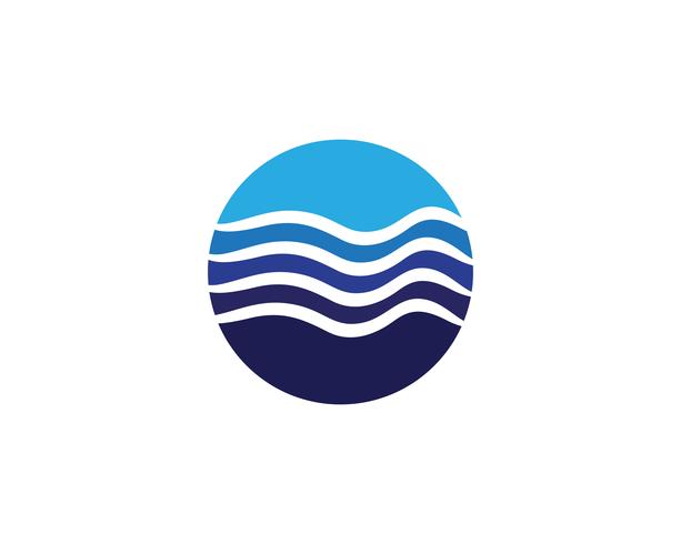 Modèle de vecteur logo et plage de vagues