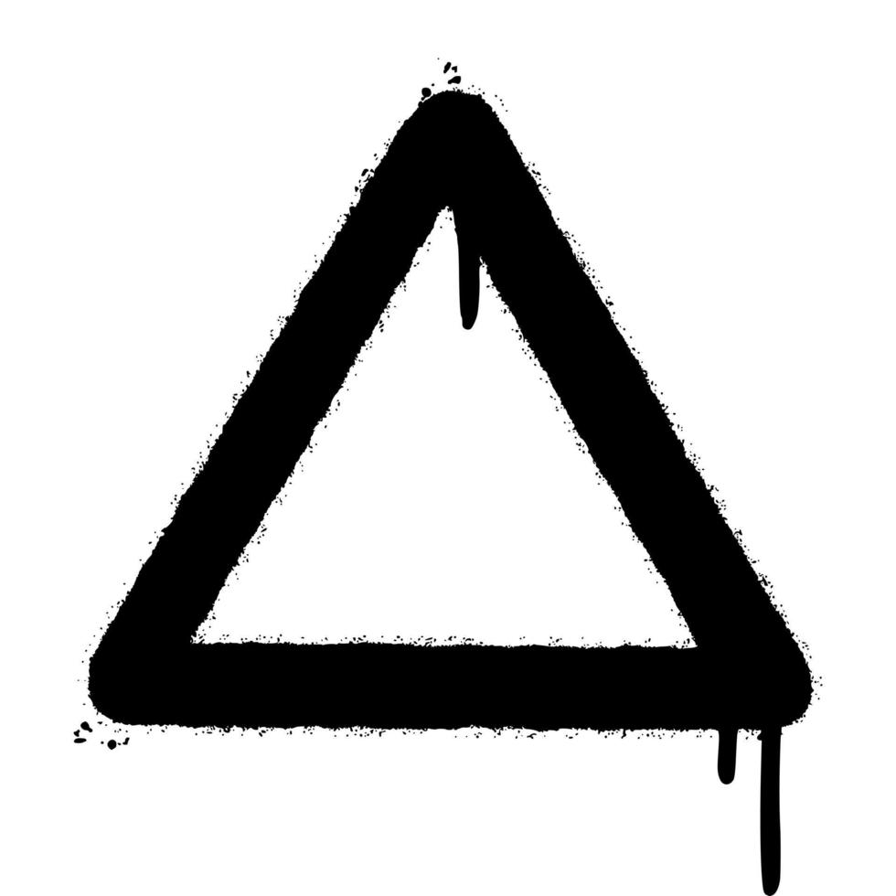 cadre de triangle de pulvérisation de graffiti avec plus de pulvérisation en noir sur blanc. illustration vectorielle. vecteur