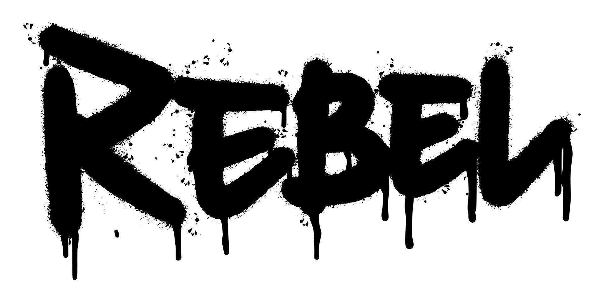 mot rebelle graffiti pulvérisé isolé sur fond blanc. graffiti de police rebelle pulvérisé. illustration vectorielle. vecteur
