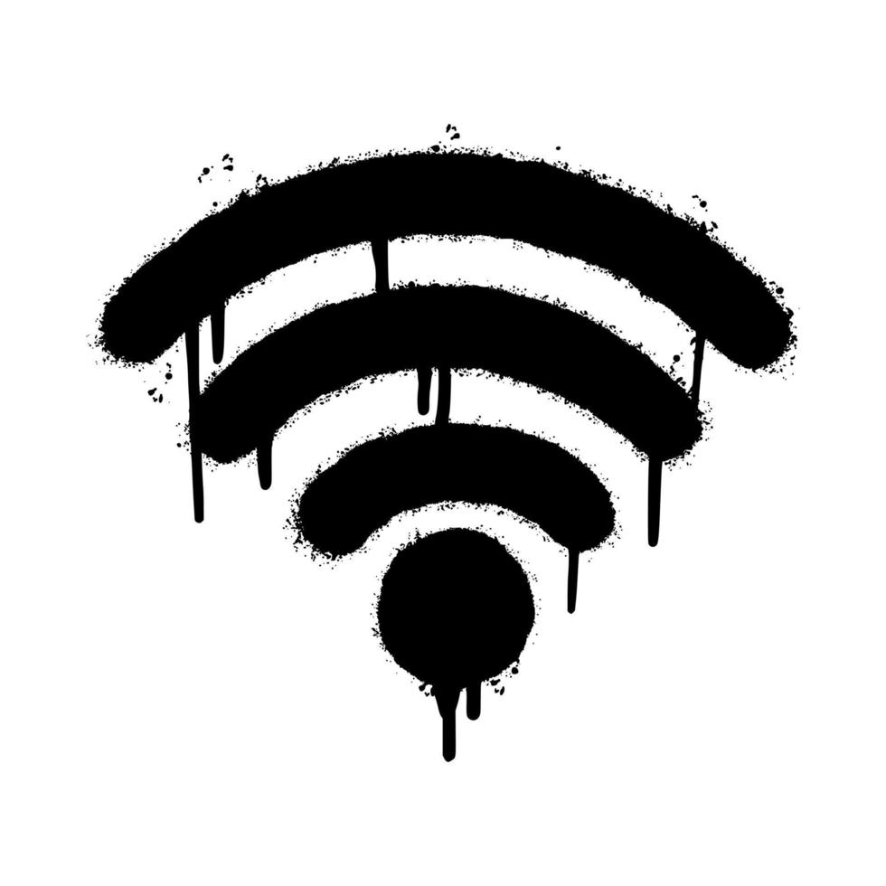 icône wifi graffiti pulvérisée isolé sur fond blanc. illustration vectorielle. vecteur