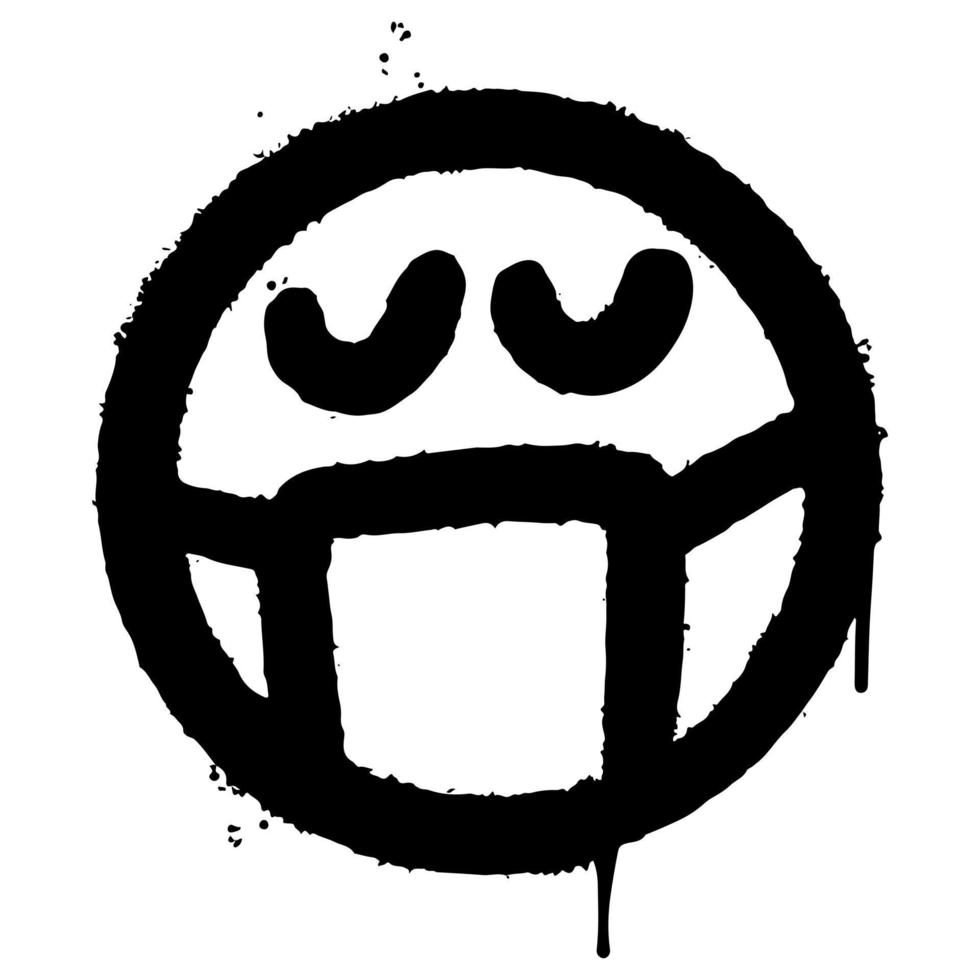 graffiti emoji avec bouche masque visage émoticône pulvérisé isolé sur fond blanc. illustration vectorielle. vecteur