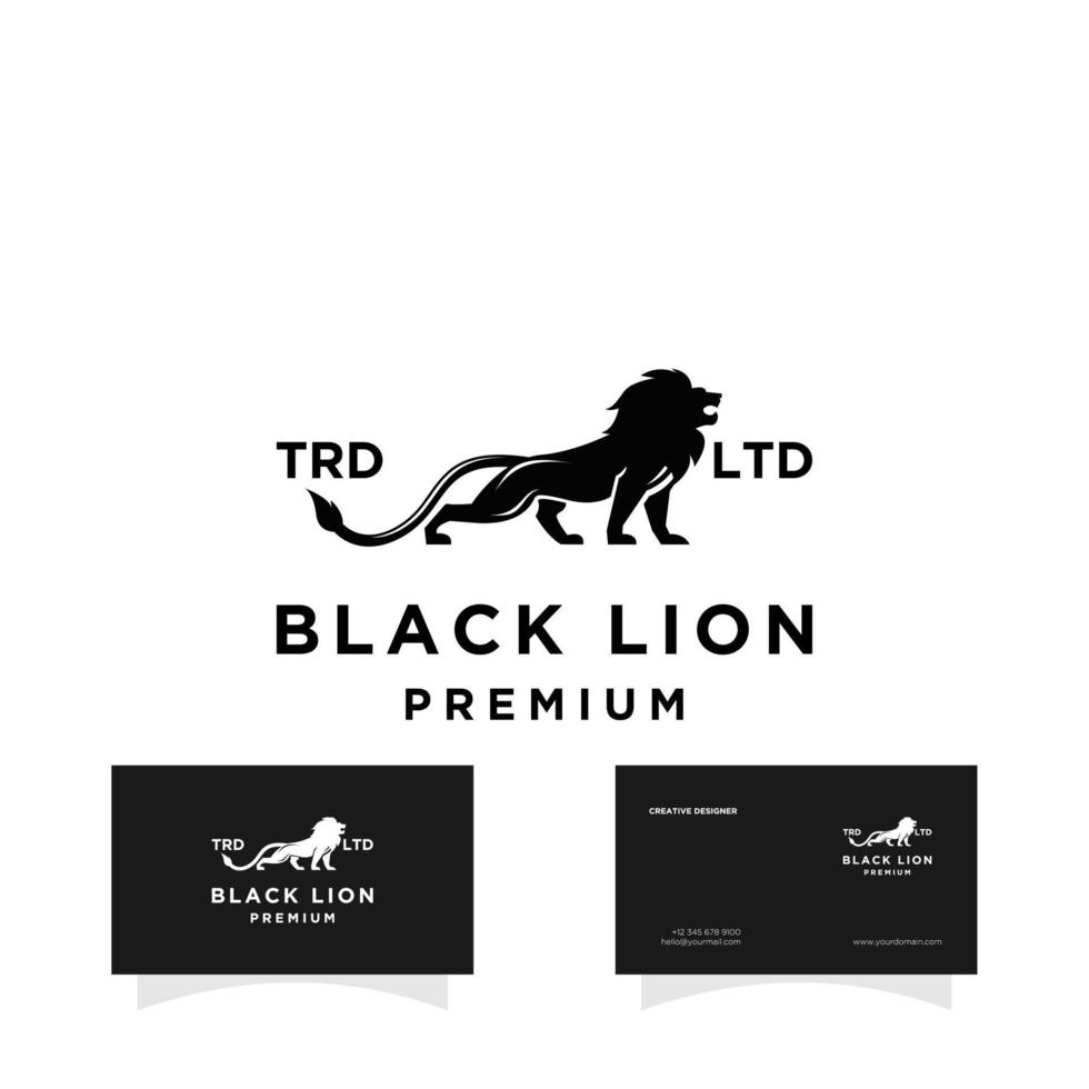 logo animaux roi lion sauvage noir vecteur