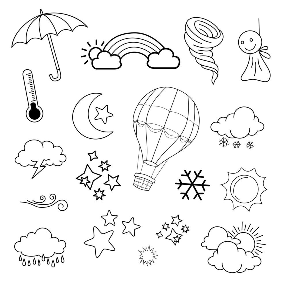 ensemble vectoriel d'éléments de doodle météo, à des fins de conception