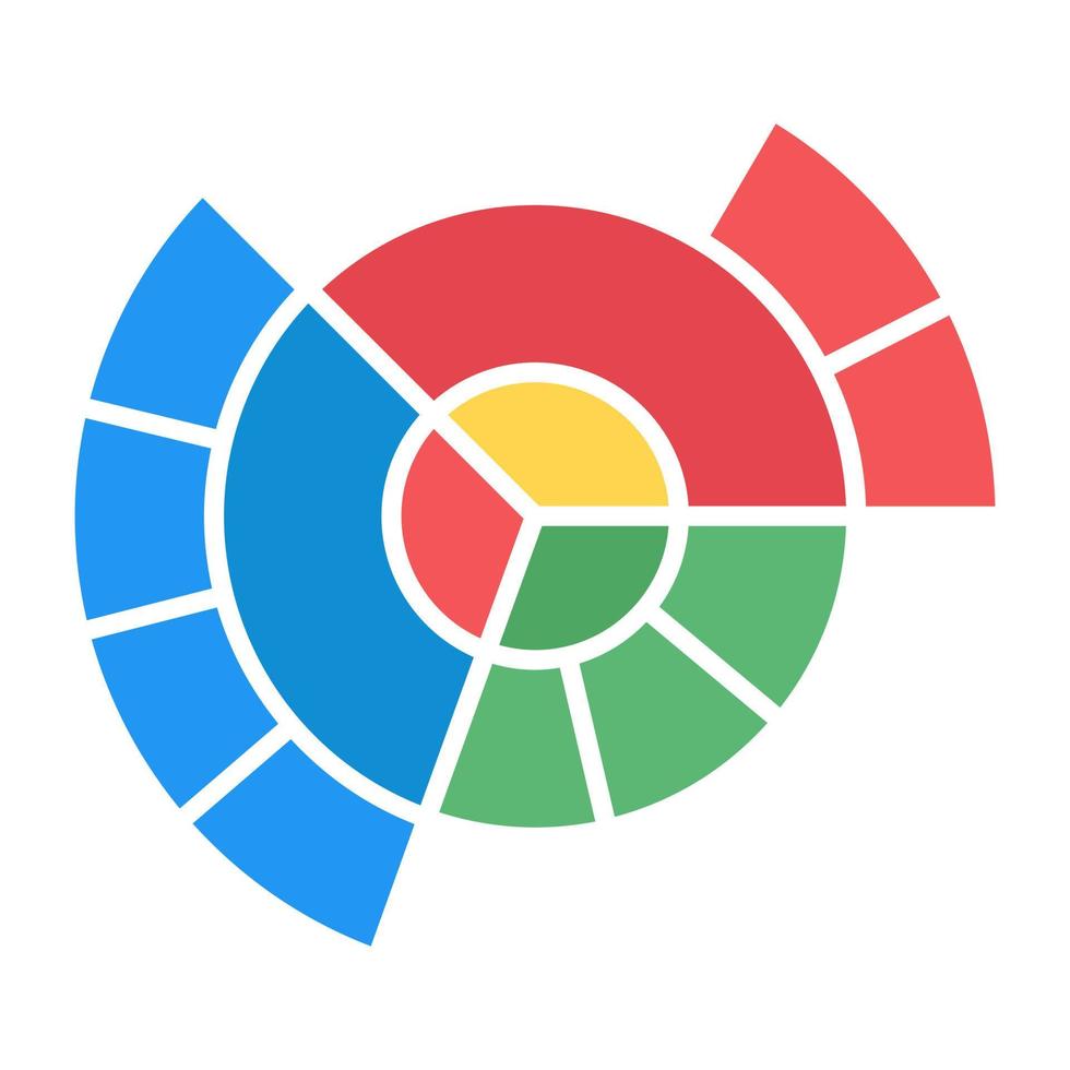 icône graphique sunburst, conception modifiable à plat vecteur