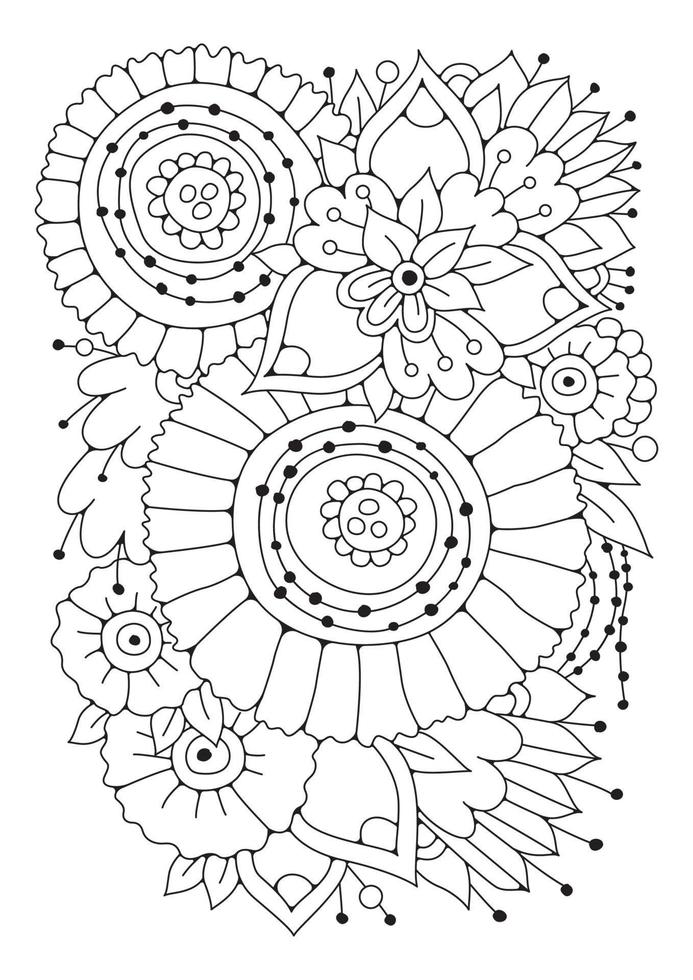 coloriage. ornement floral. ligne artistique. vecteur