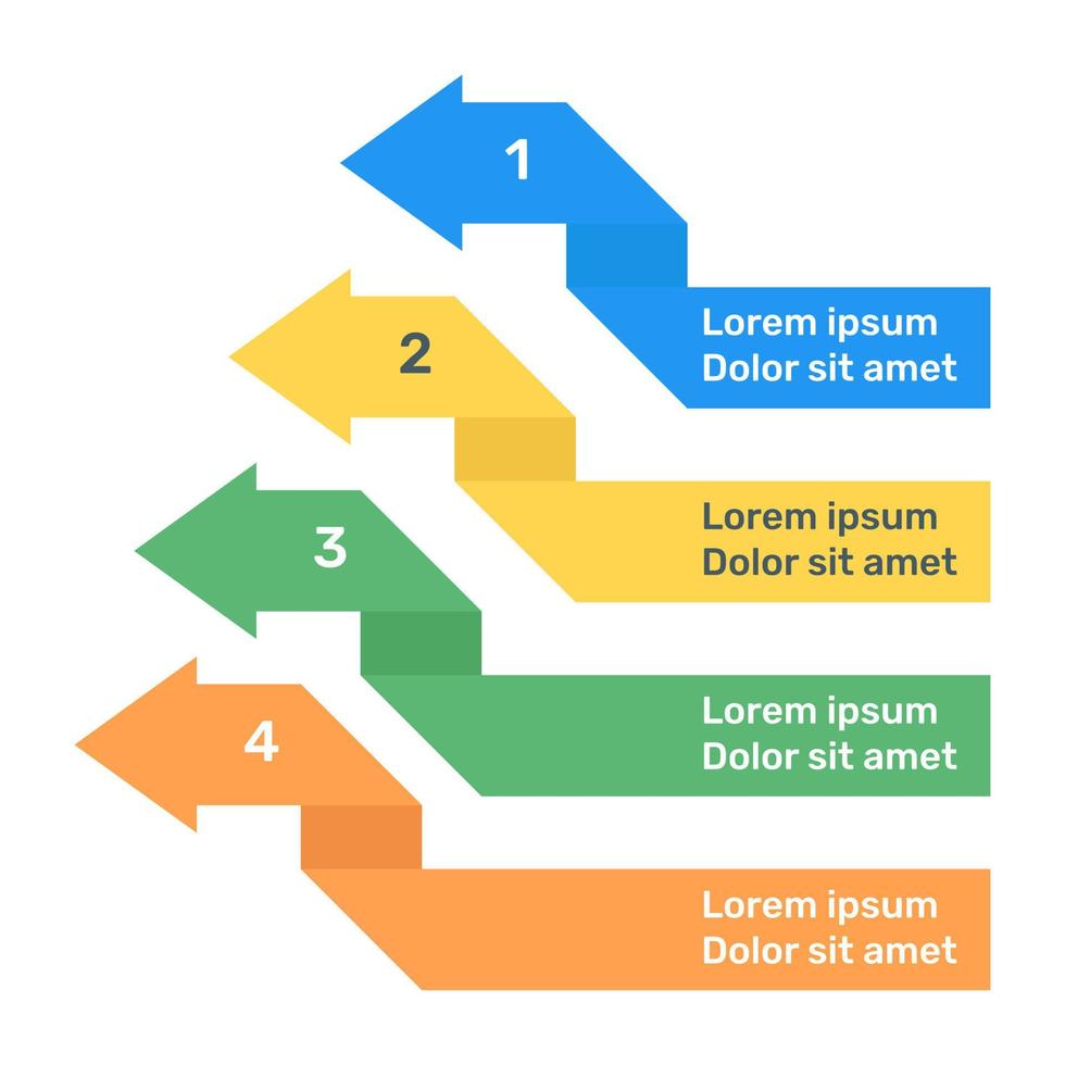 tracer sur une direction étiquetée, icône plate du diagramme d'informations vecteur