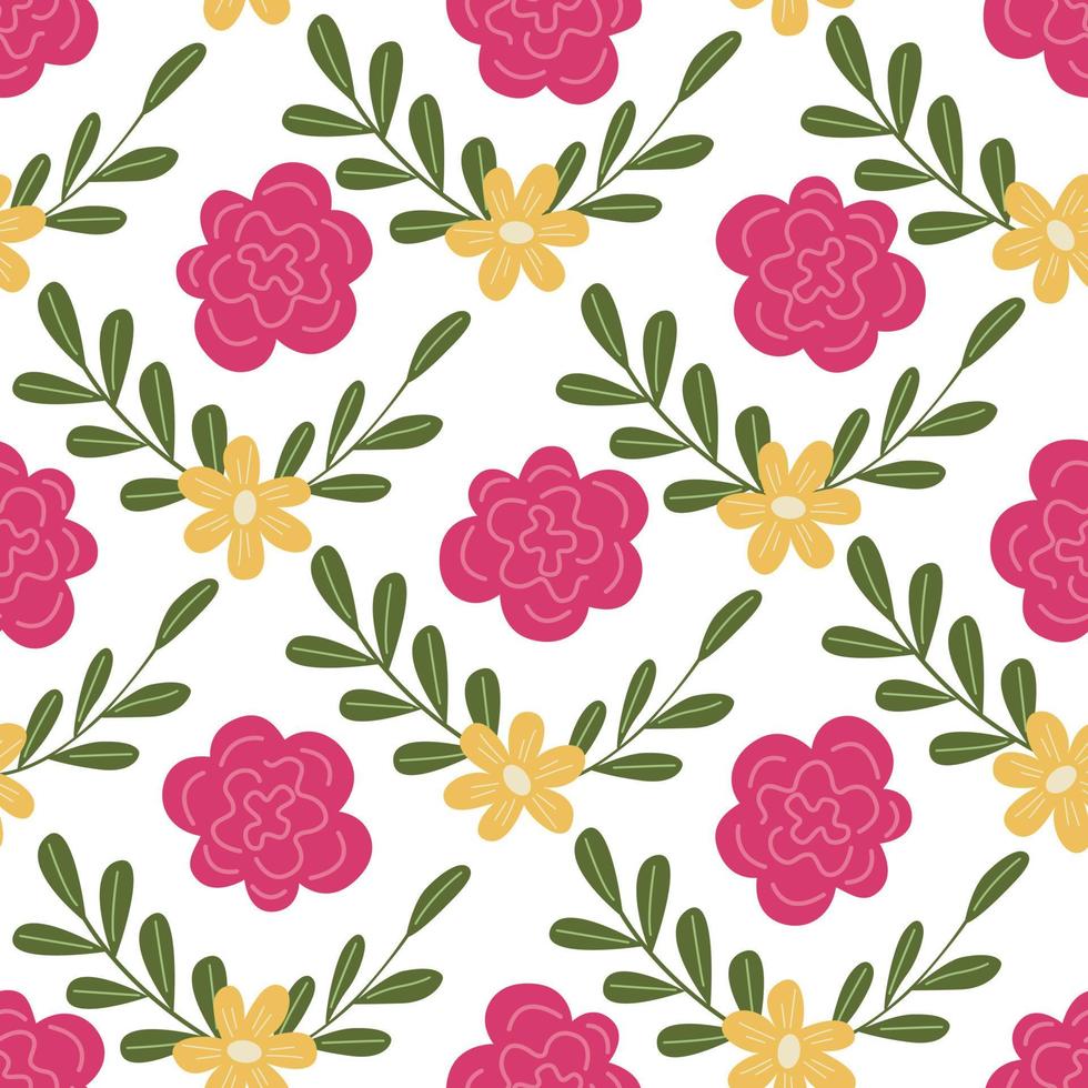 modèle sans couture de vecteur avec des fleurs sauvages dans un style doodle.