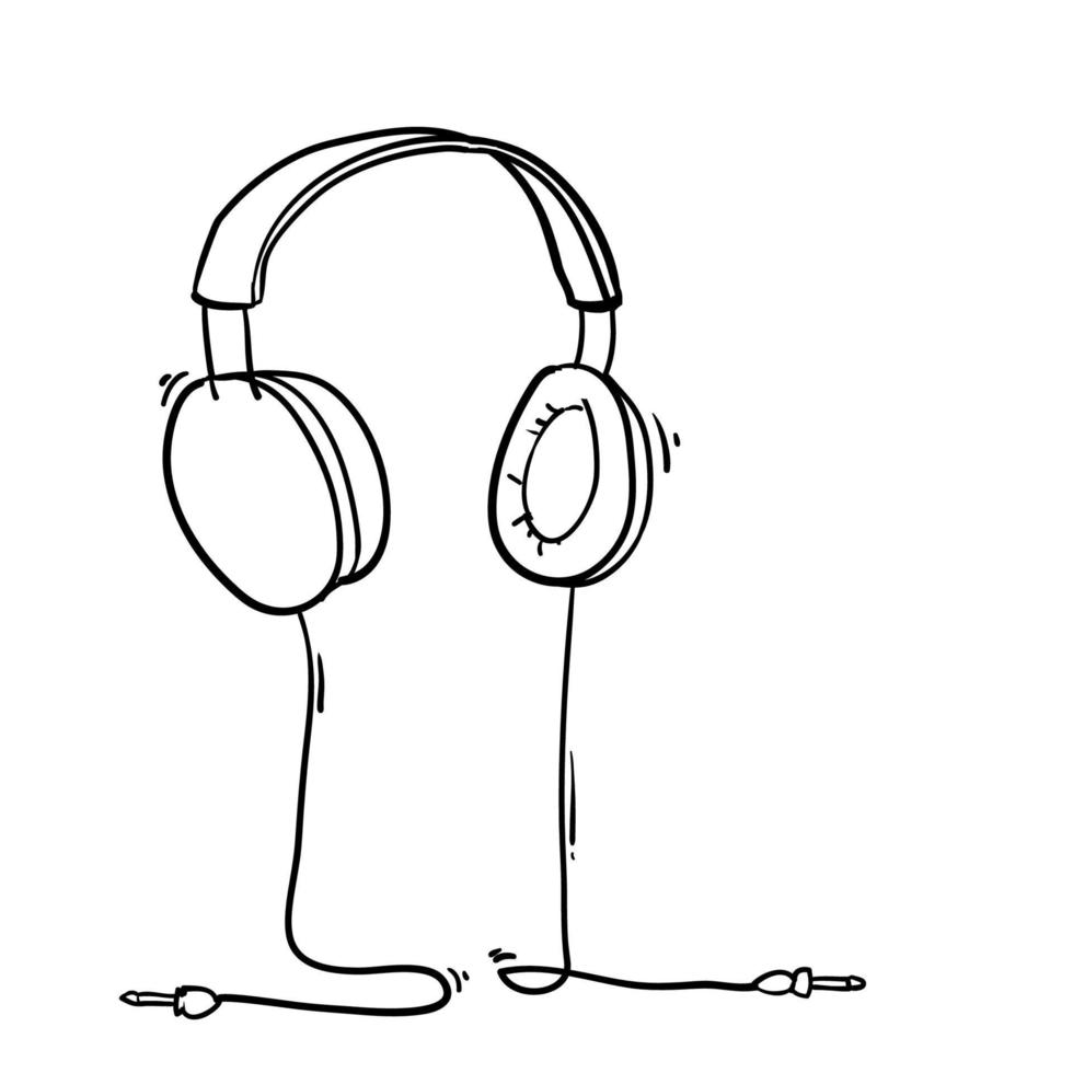 doodle casque écouteur illustration vecteur