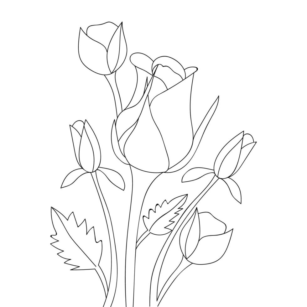 fleur rose fleur coloriage pour les enfants vecteur