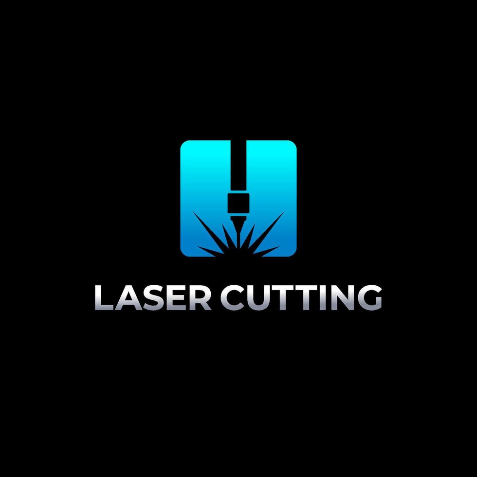 logo de découpe laser avec style de couleur bleue vecteur