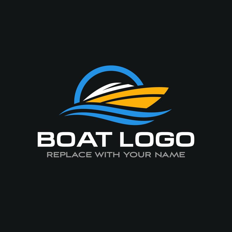 logo bateau sur fond noir vecteur