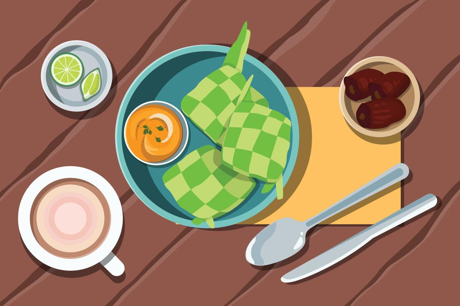conception d'illustration de repas iftar ramadan vecteur
