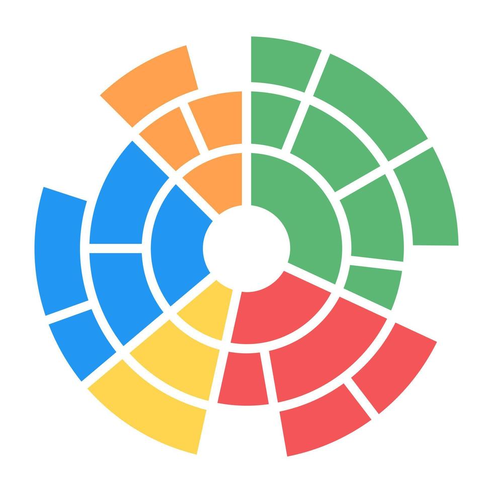 icône graphique sunburst, conception modifiable à plat vecteur