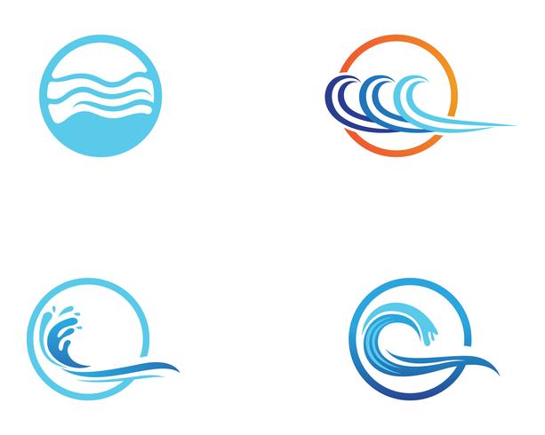 Modèle de vecteur logo et plage de vagues