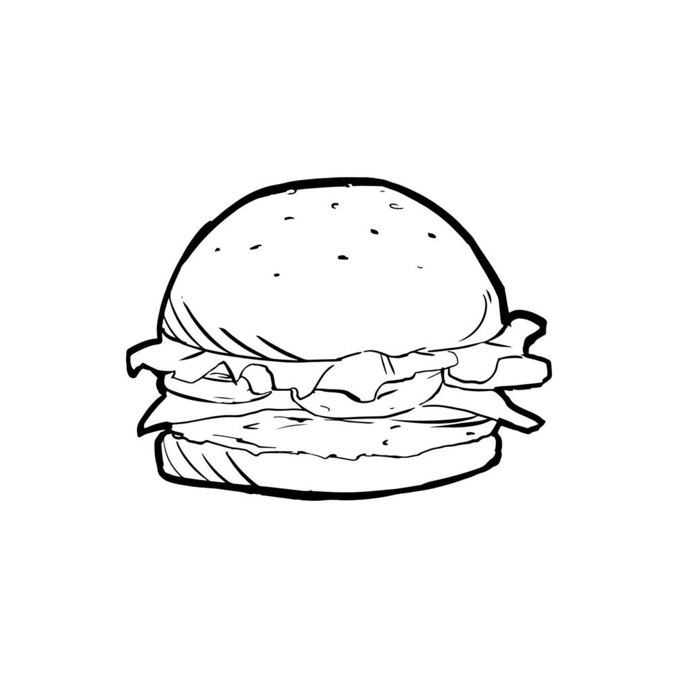 vecteur de doodle burger dessiné à la main