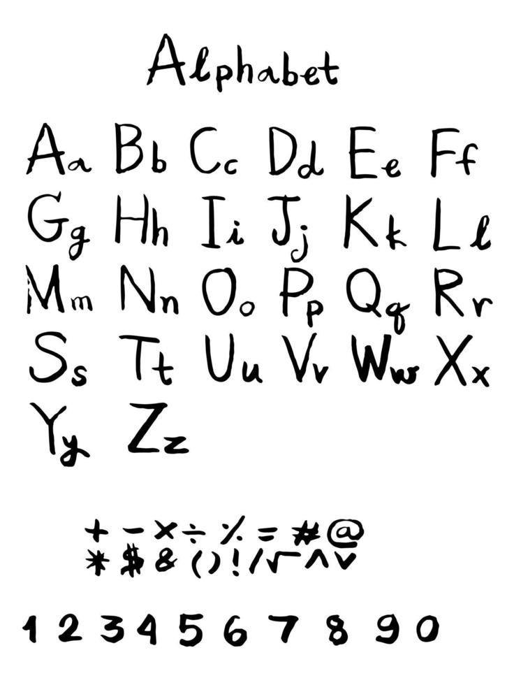 alphabet script manuscrit isolé sur fond blanc vecteur