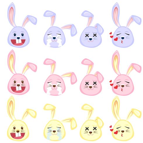 ensemble emoji lapin vecteur