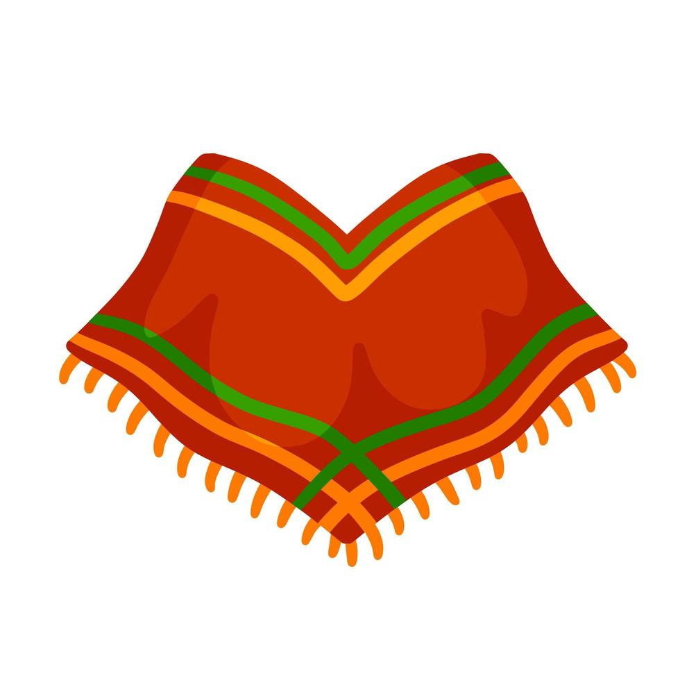 poncho. cape mexicaine rouge et orange. vecteur